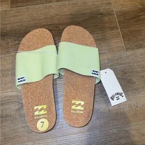 Billabong Light Green Slide Sandals